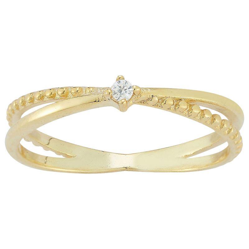 Sunkissed Sterling Cubic Zirconia Heart Signet Ring, Women's, Size: 7, Gold Tone Product Image