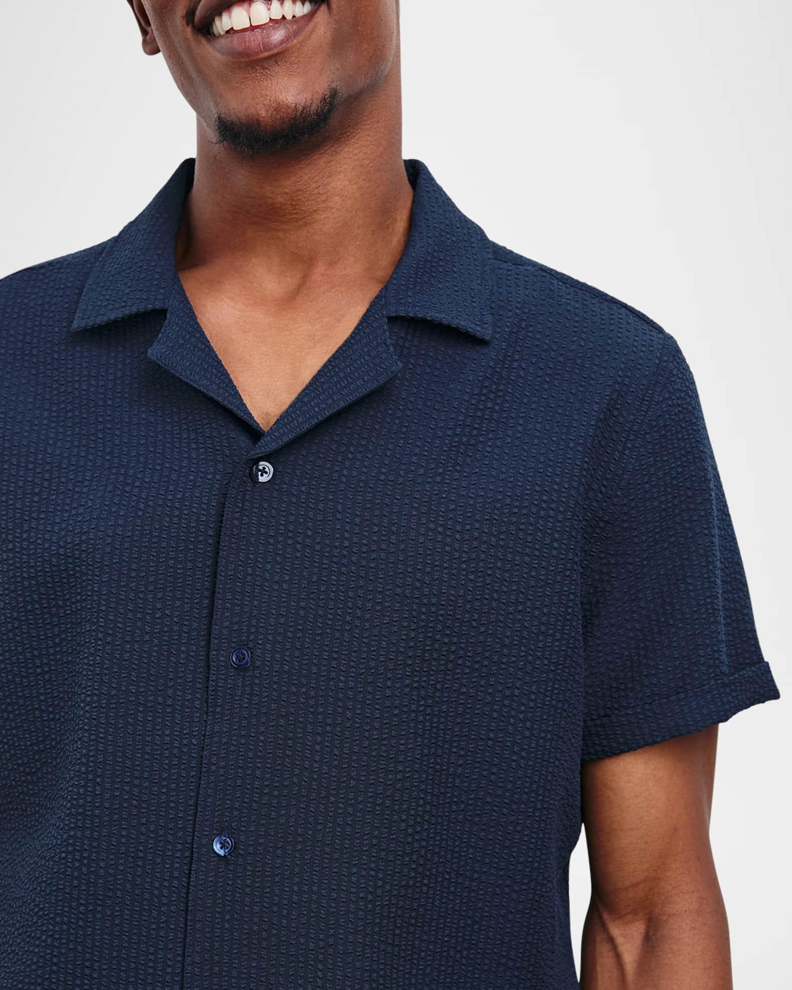 Men's Amalfi Textured Stripe Short-Sleeve Shirt Product Image