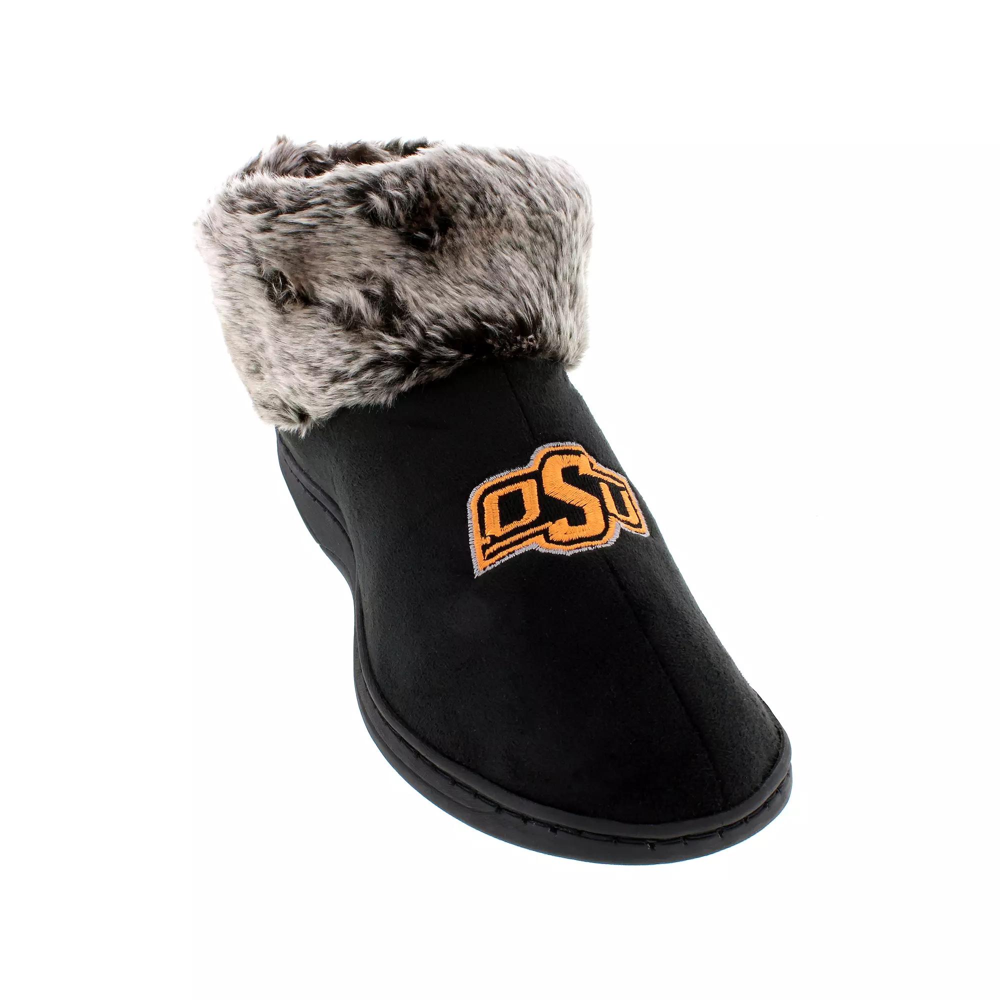 Oklahoma State Cowboys Faux-Fur Slippers, Women's, Size: Small, Black Product Image