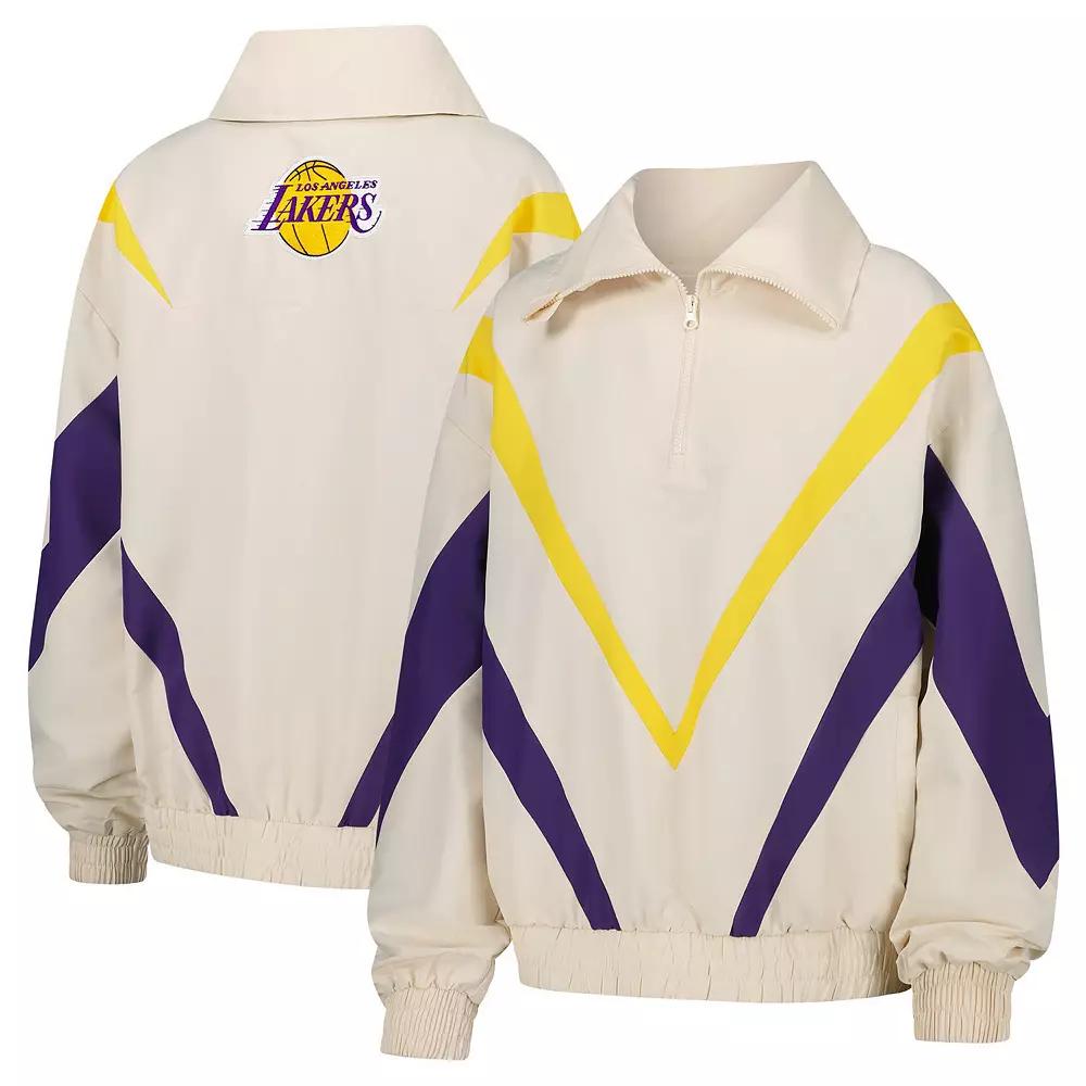 Women's Terez White Los Angeles Lakers Retro Ripstop Chevron Quarter-Zip Jacket, Size: XS Product Image