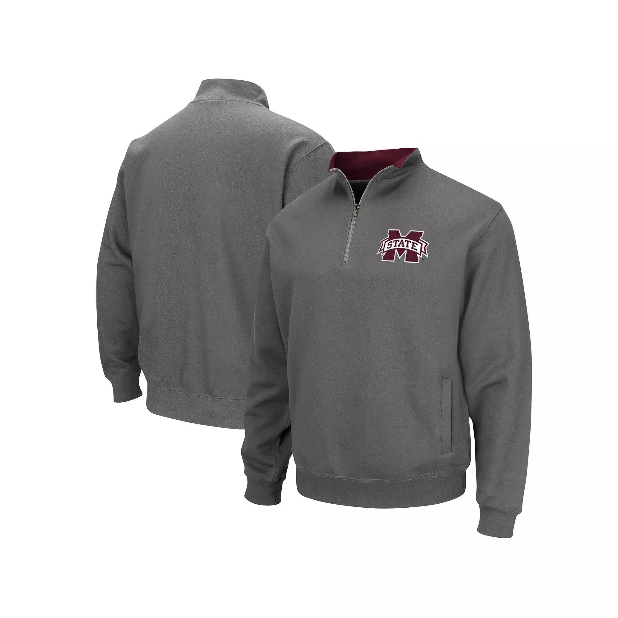 Men's Colosseum Charcoal Mississippi State Bulldogs Tortugas Logo Quarter-Zip Jacket,  Product Image