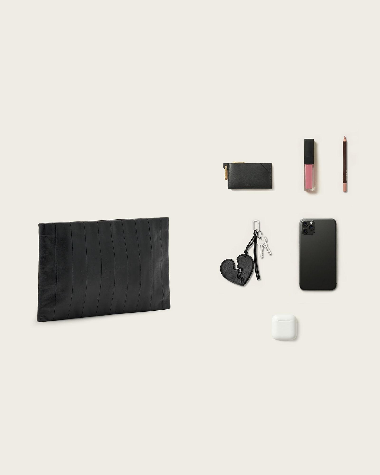 Bettina Leather Clutch Bag Black | ALLSAINTS US Product Image