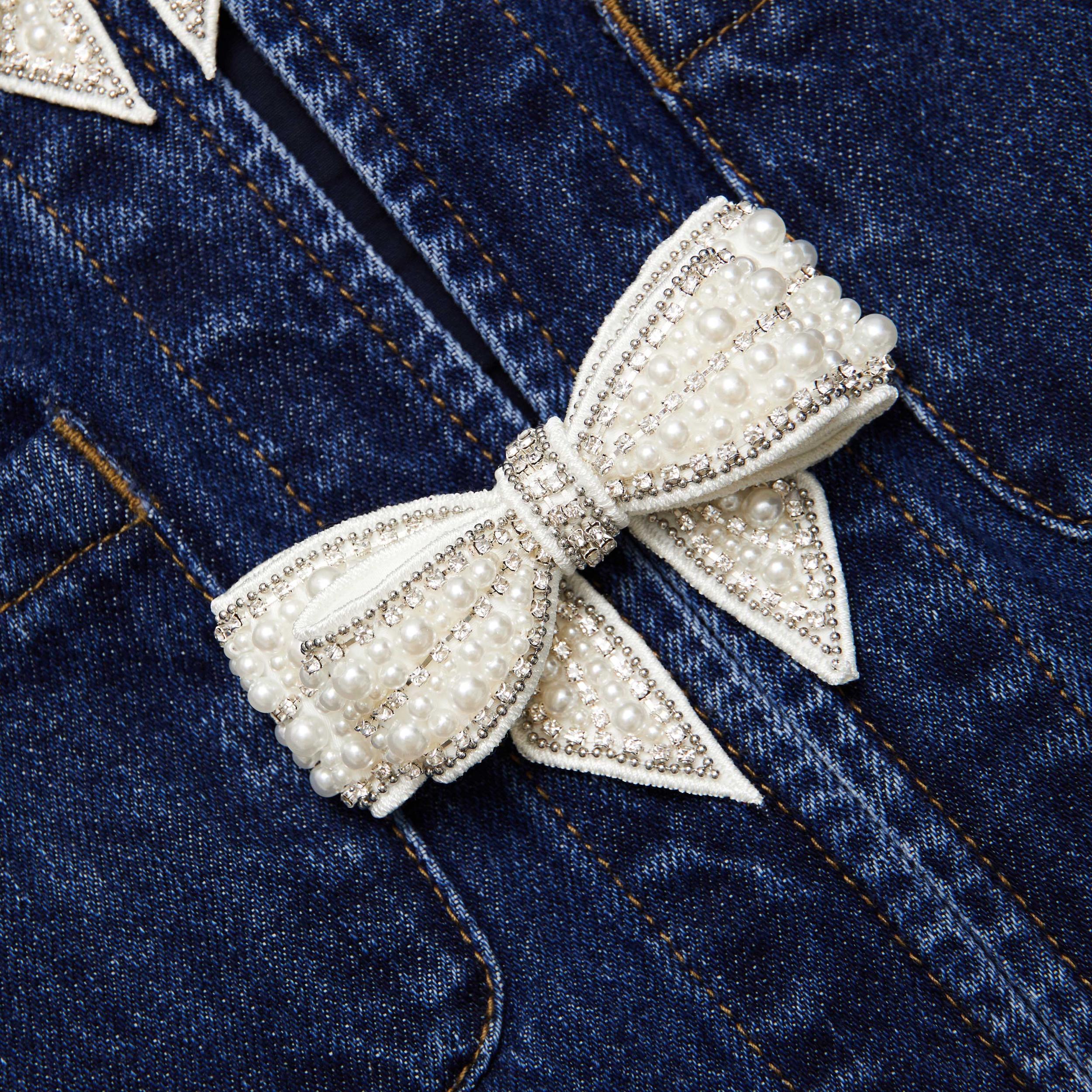 Denim Bow Mini Dress Product Image