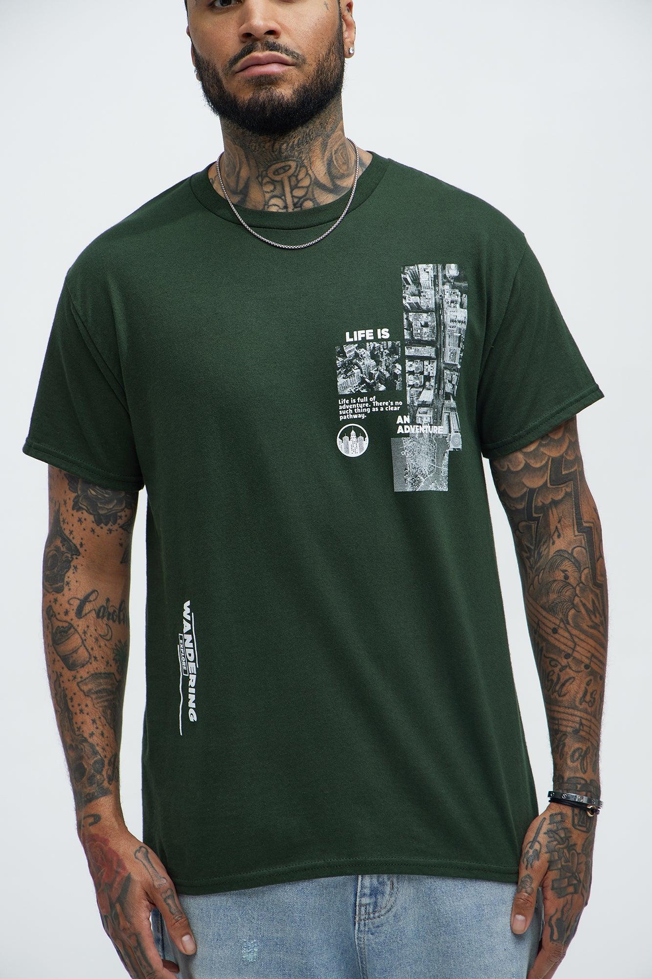 Life Is Wandering Short Sleeve Tee - Hunter Green Product Image