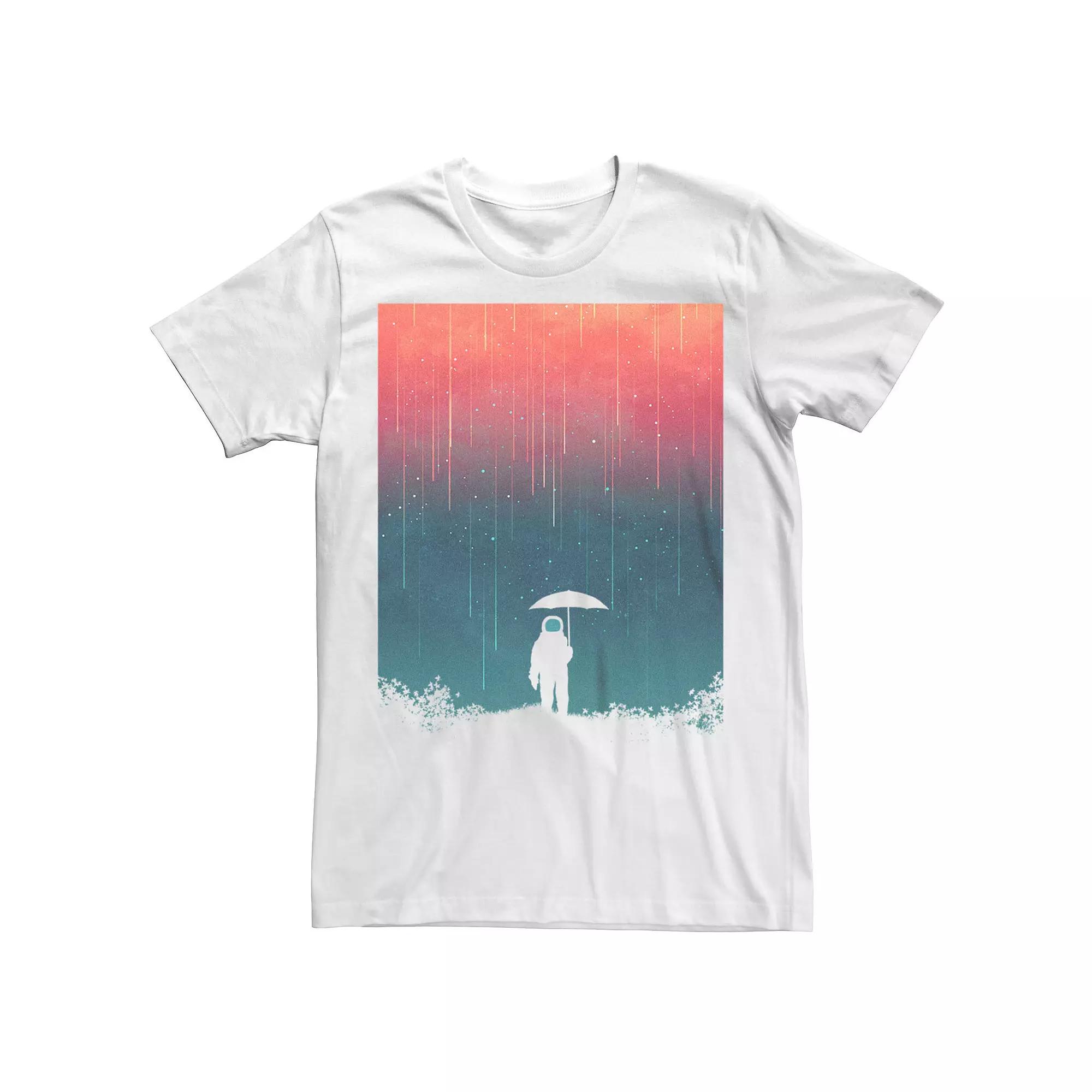 Men's Astronaut Cosmic Rain Pour Graphic Tee, Size: Medium, White Product Image