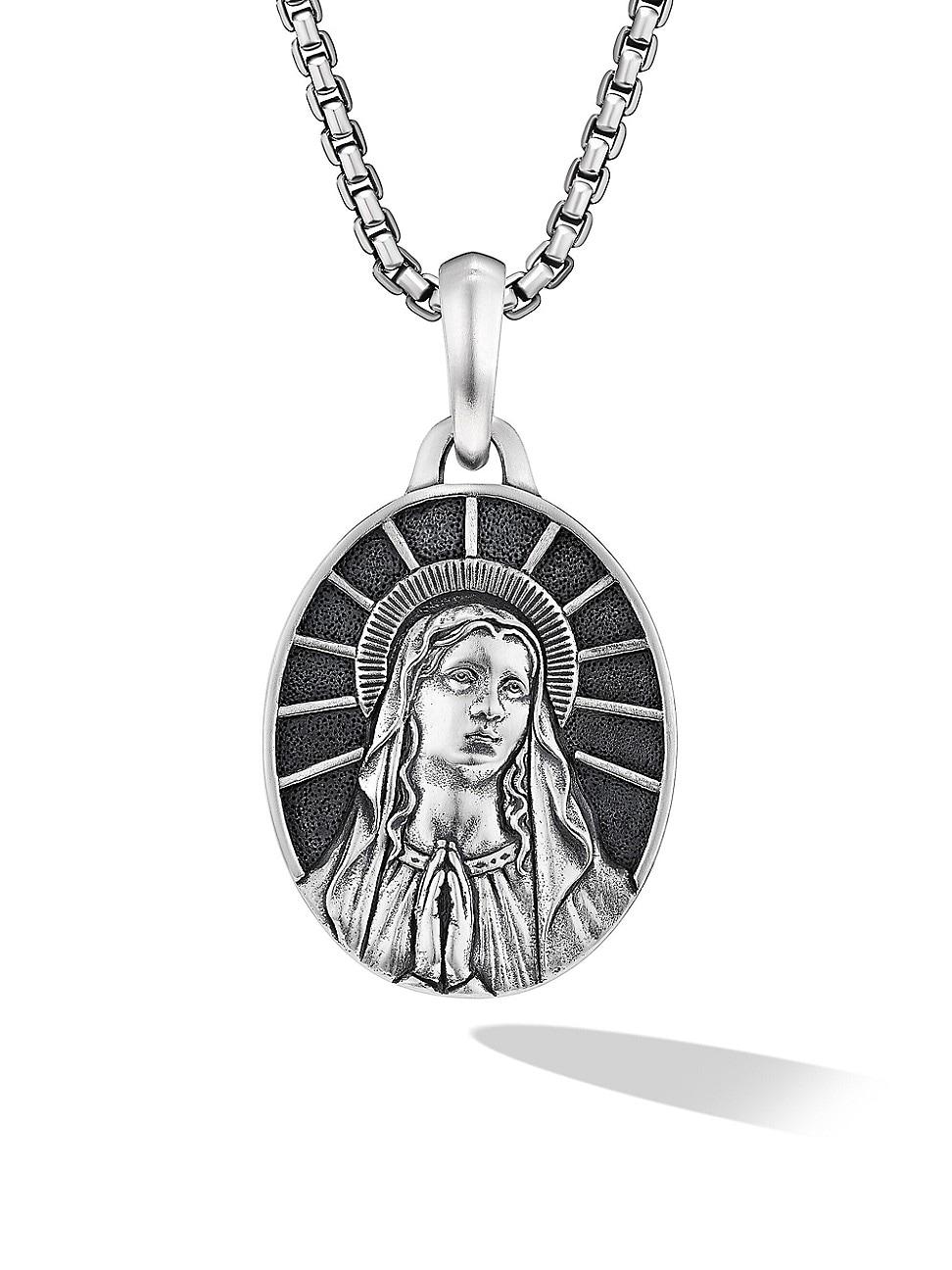 Mens Mary Amulet in Sterling Silver, 20MM Product Image