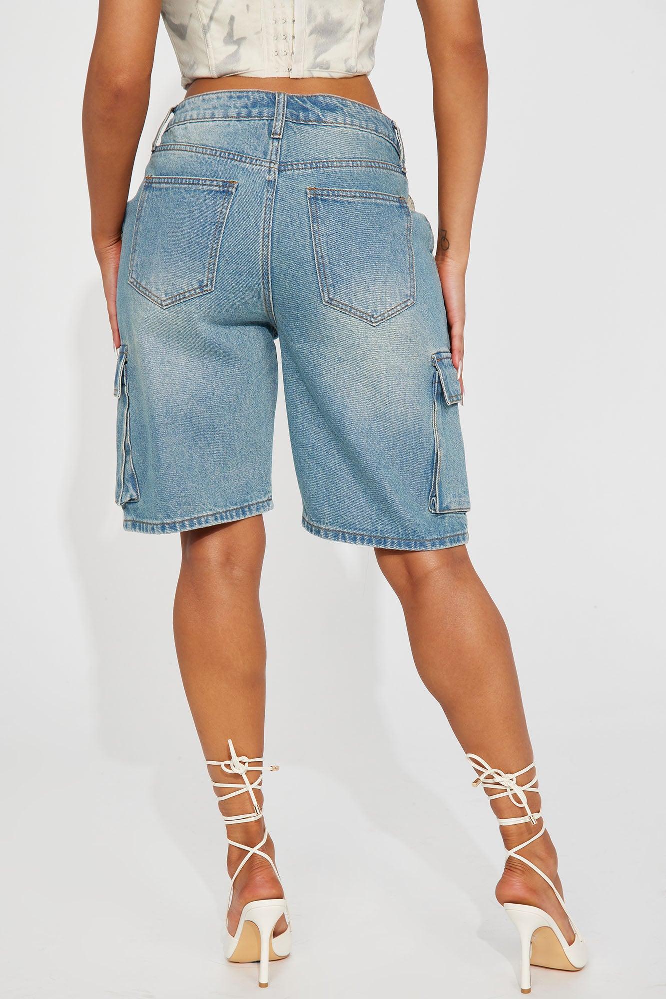Cameron Denim Cargo Shorts - Medium Wash Product Image