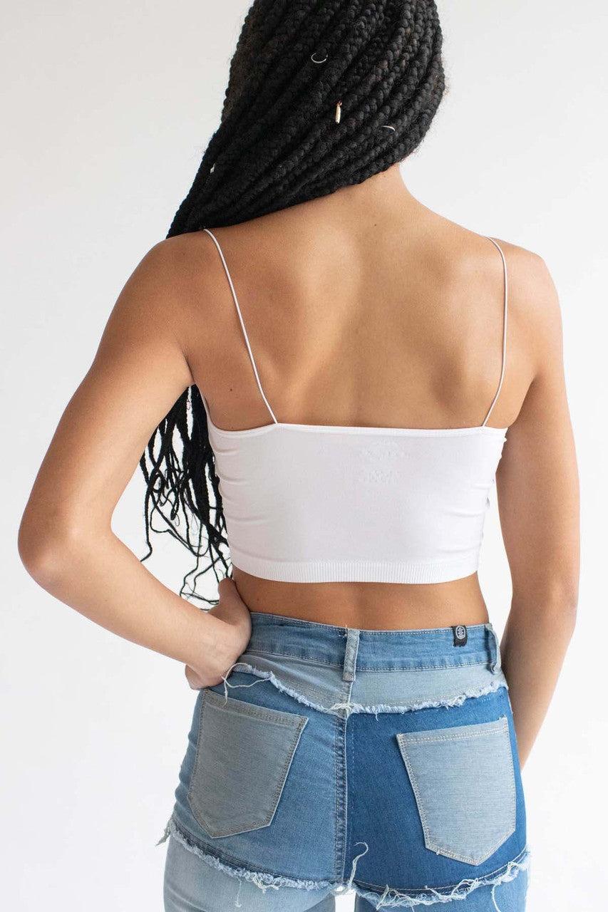 White Elastic Strap Seamless Bralette Product Image