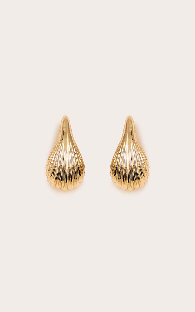 Gold Ridge Tear Drop Stud Earrings Product Image