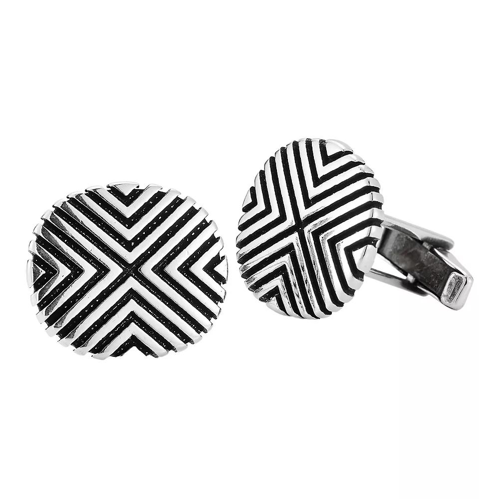 Menster Men's Sterling Silver Oxidized Geometric Cuff Links Product Image