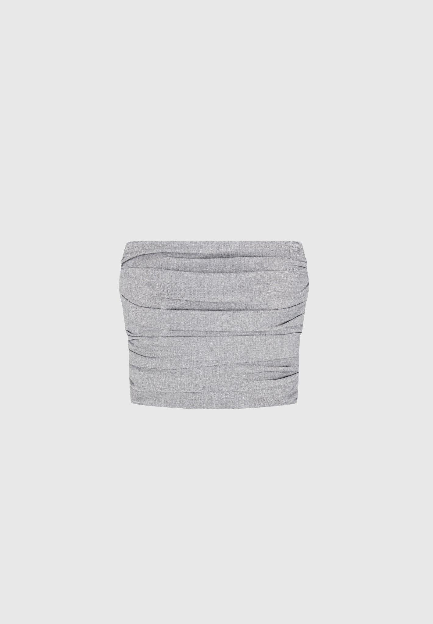 Pleated Bandeau Tailored Corset Top - Grey Female Product Image