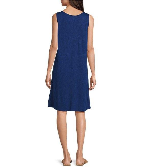 Eileen Fisher Organic Linen Jersey Scoop Neck Sleeveless Dress Product Image