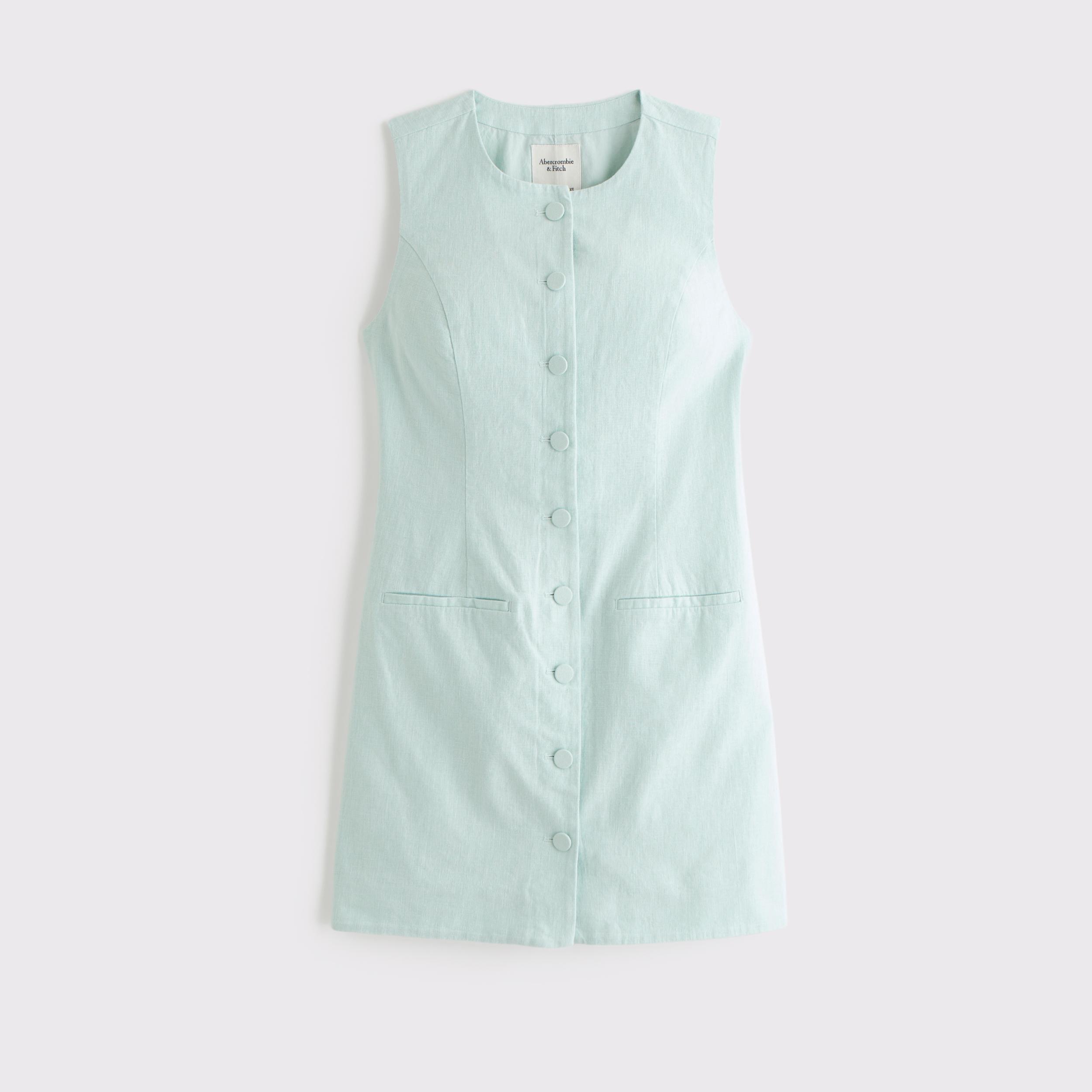 The A&F Mara Linen-Blend Mini Dress Product Image