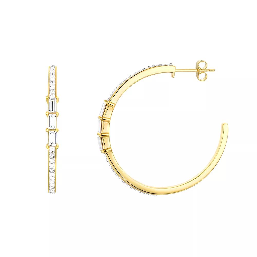 Chrystina Crystal Baguette Hoop Earrings, Women's, Gold Tone Product Image