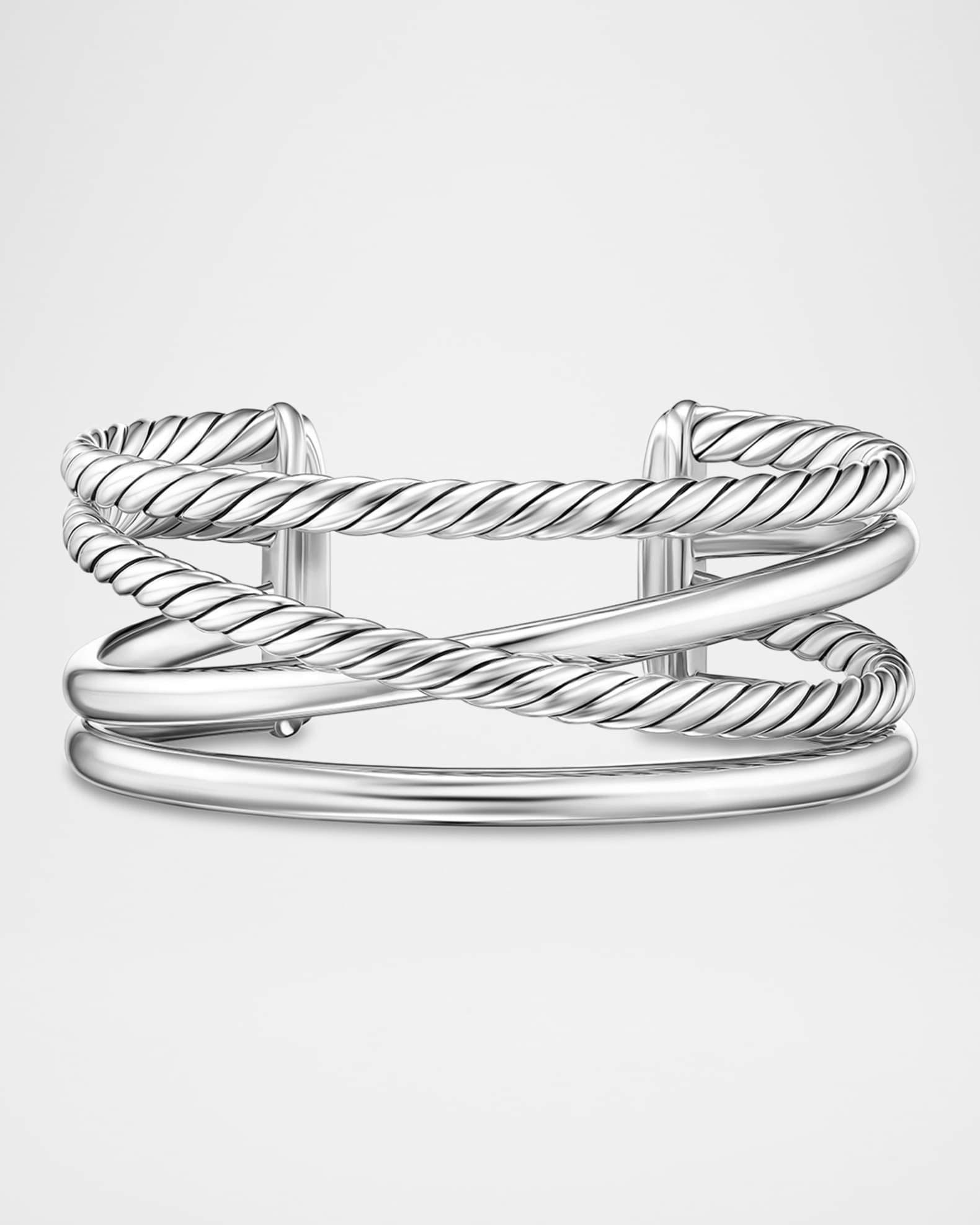 Bold Crossover 3 Row Bracelet in Sterling Silver, 20mm Product Image