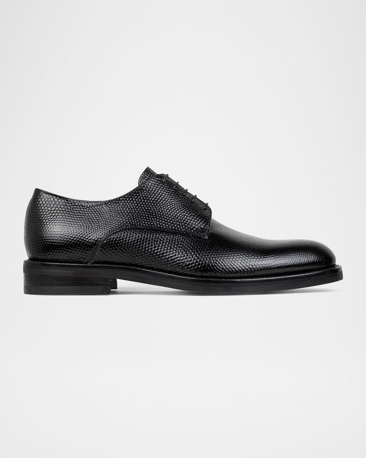 Men's Russell Lizard-Print Leather Derby Shoes Product Image