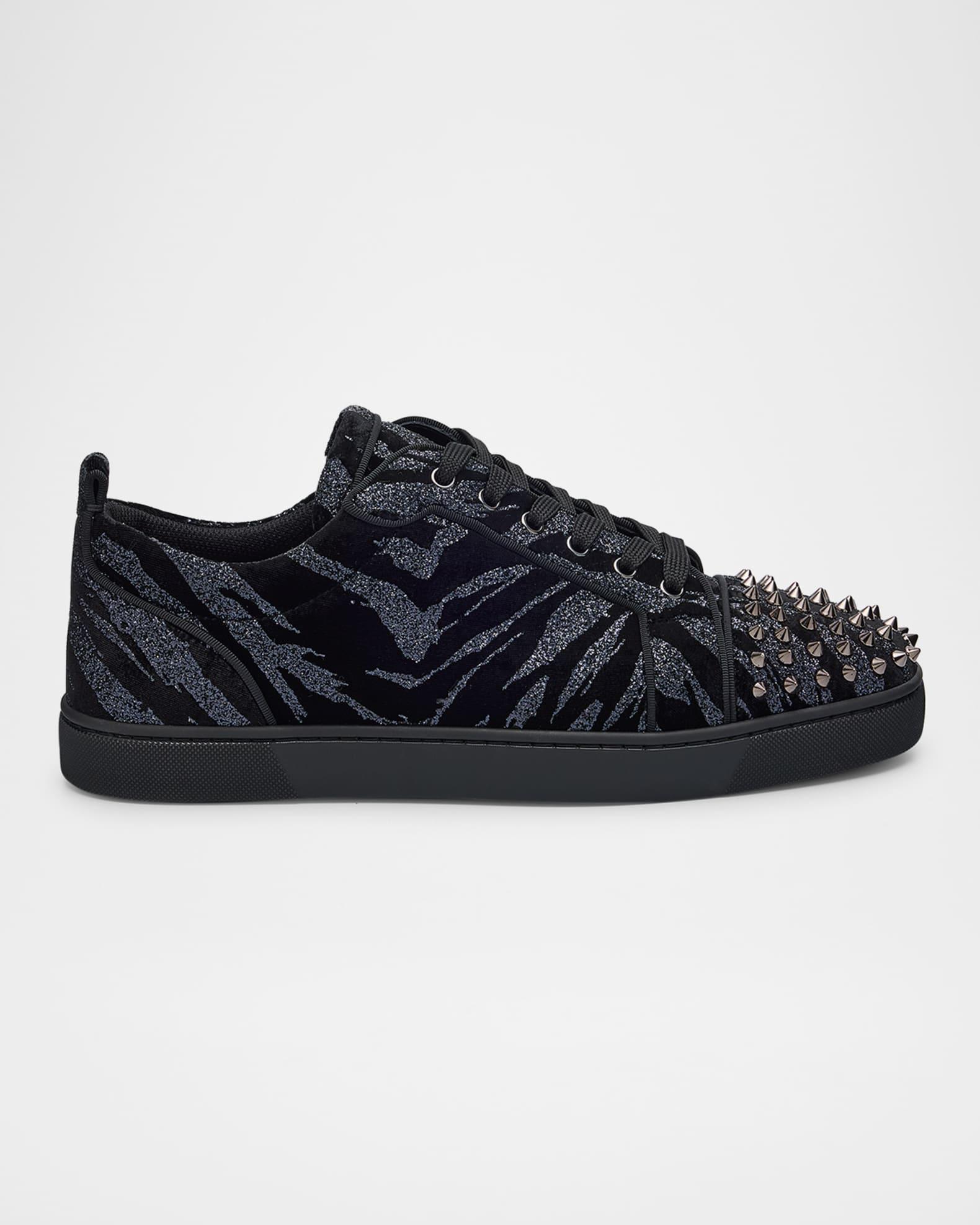 Men's Louis Junior Spikes Zebra-Effect Velvet Sneakers Product Image