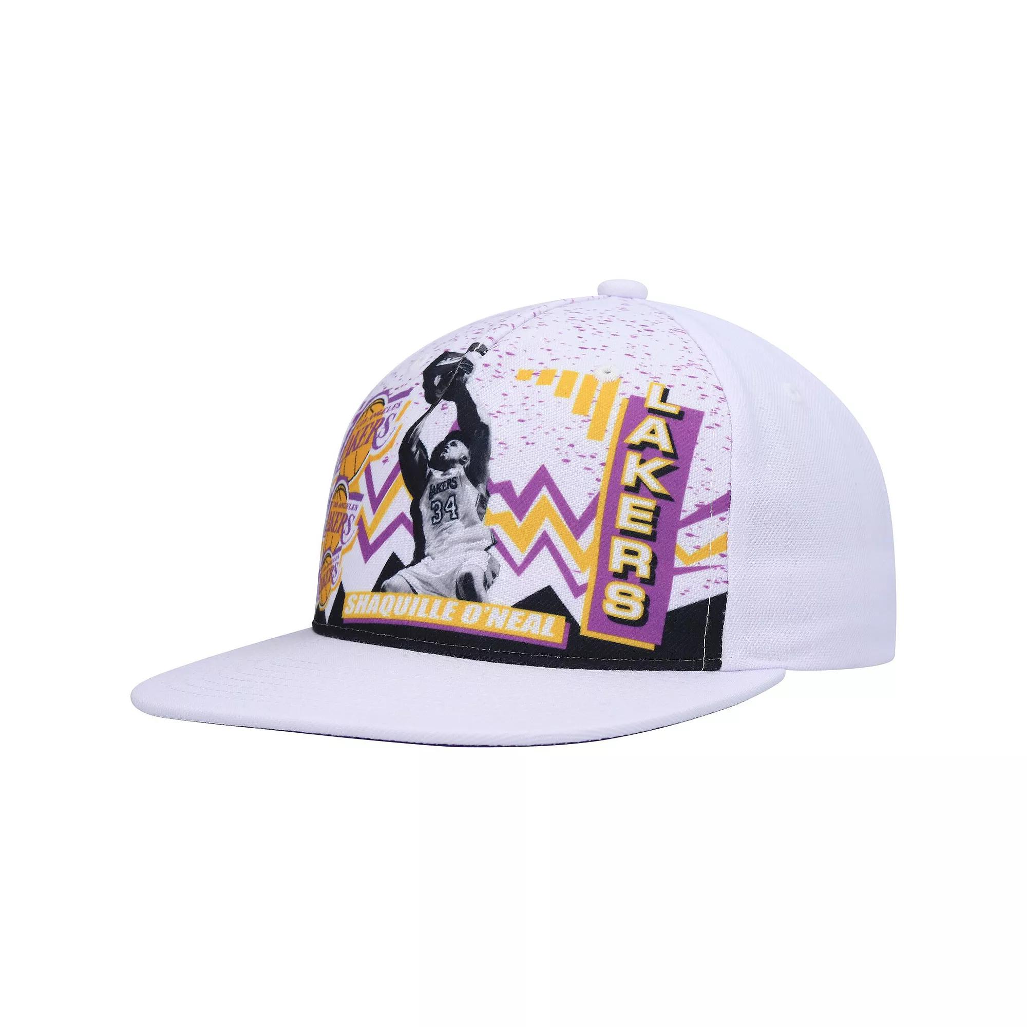 Men's Mitchell & Ness Shaquille O'Neal White Los Angeles Lakers Hardwood Classics 90's Playa Deadstock Snapback Hat Product Image