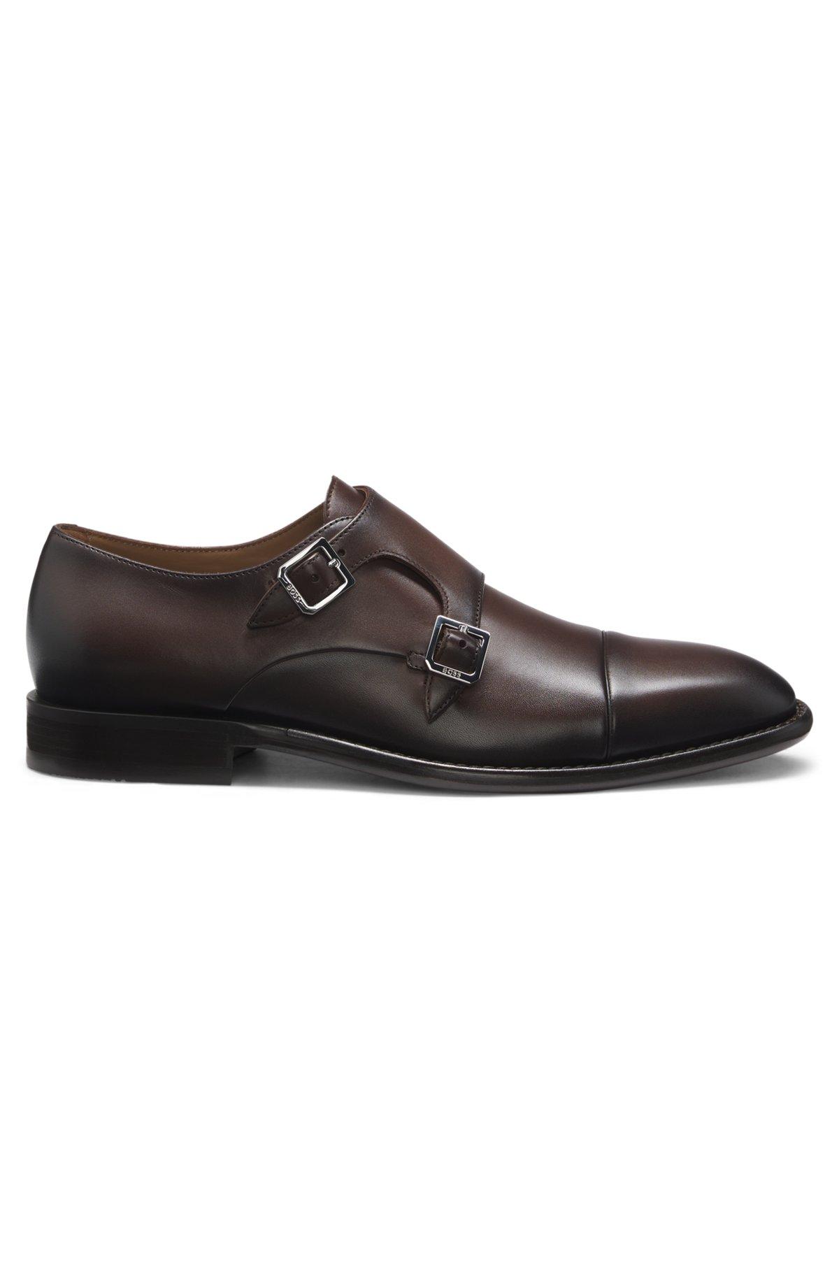 Leather monk shoes with double strap Product Image