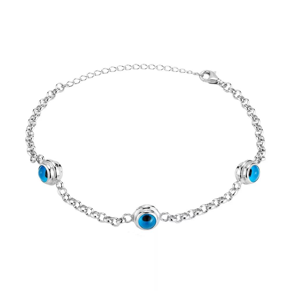Sunkissed Sterling Triple Evil Eye Bracelet, Women's, Silver Tone Product Image
