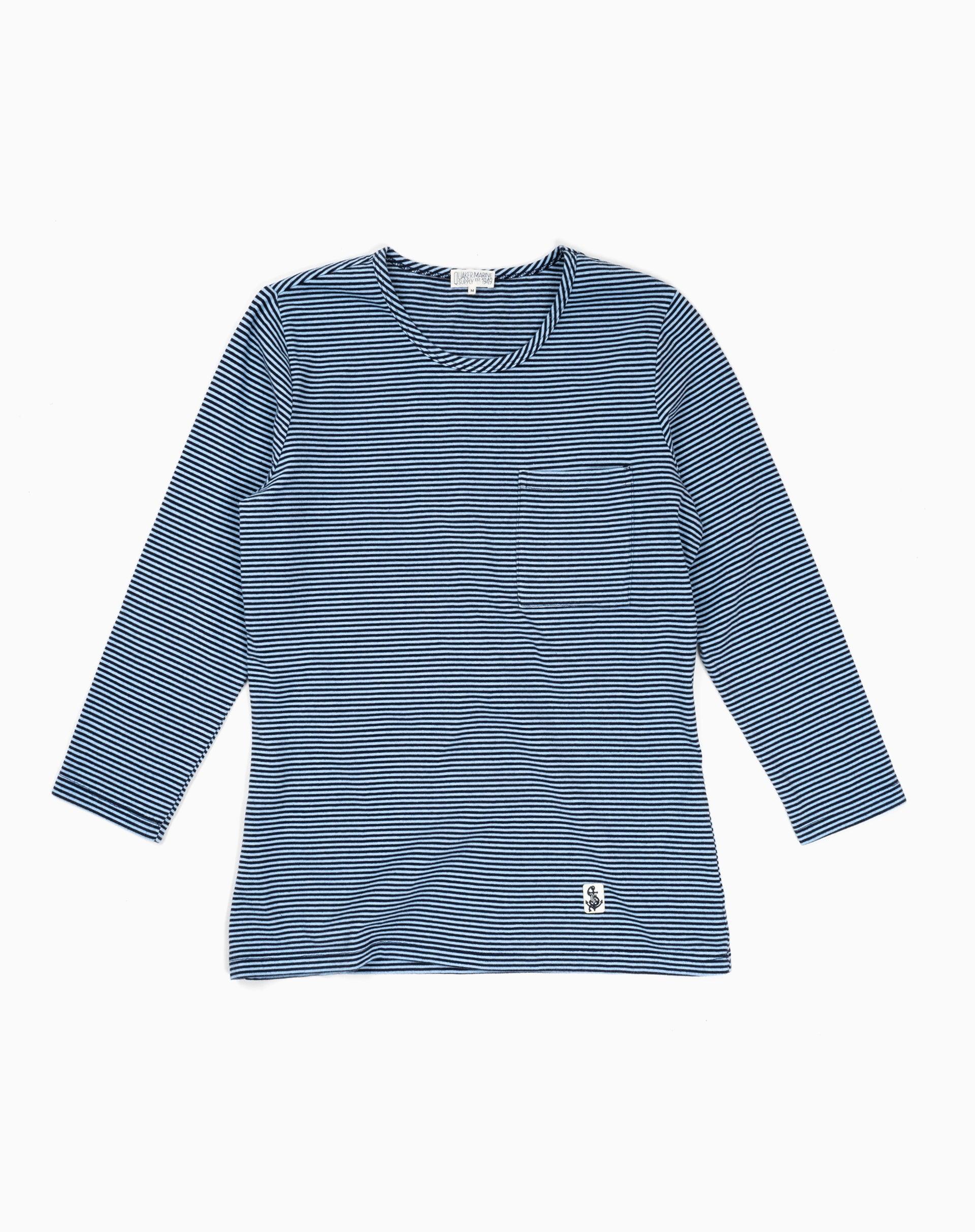 Women's Fine Stripe Crewneck Tee in Navy/Blue Product Image