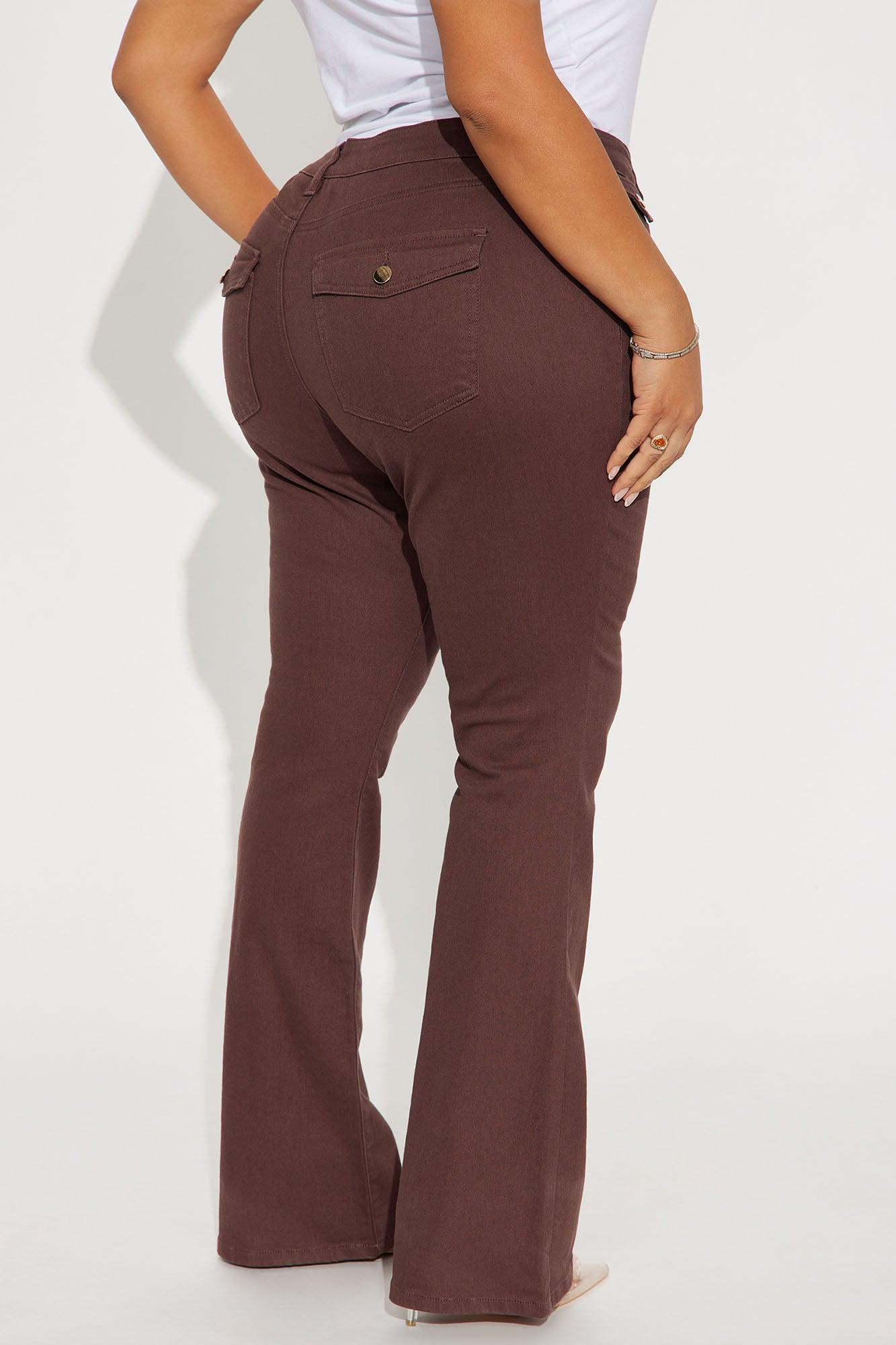 Sweet Spot Pocket Flap Flare Jeans - Brown Female Product Image
