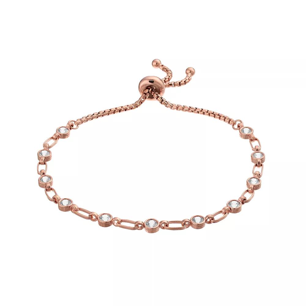 Kristen Kesho Sterling Silver Lab-Created White Sapphire Tennis Adjustable Bolo Bracelet, Women's,  Product Image