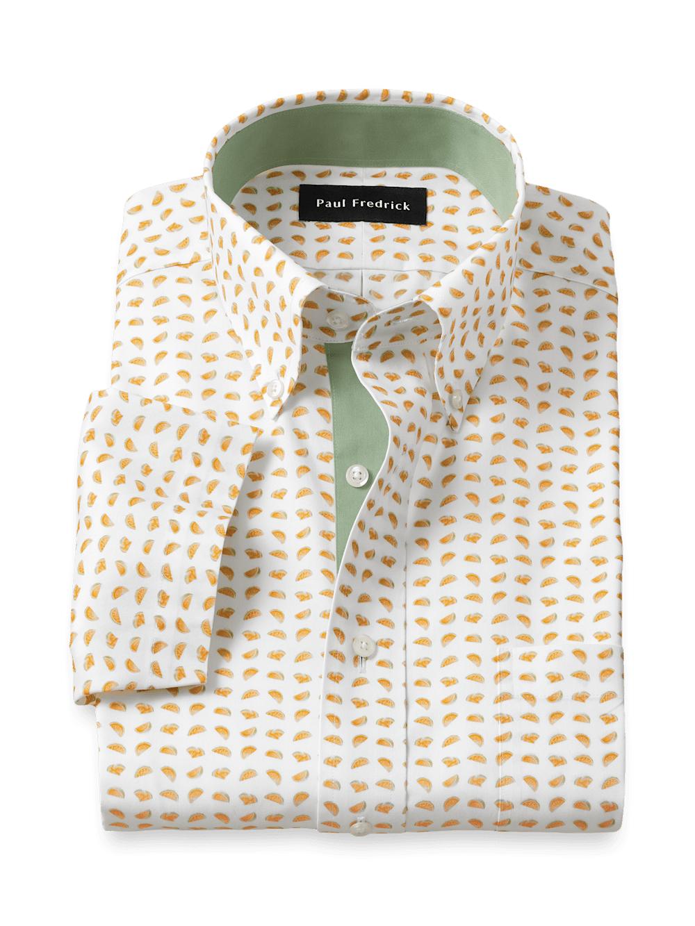 Comfort Stretch Non-Iron Novelty Dress Shirt With Contrast Trim - White/melon Product Image
