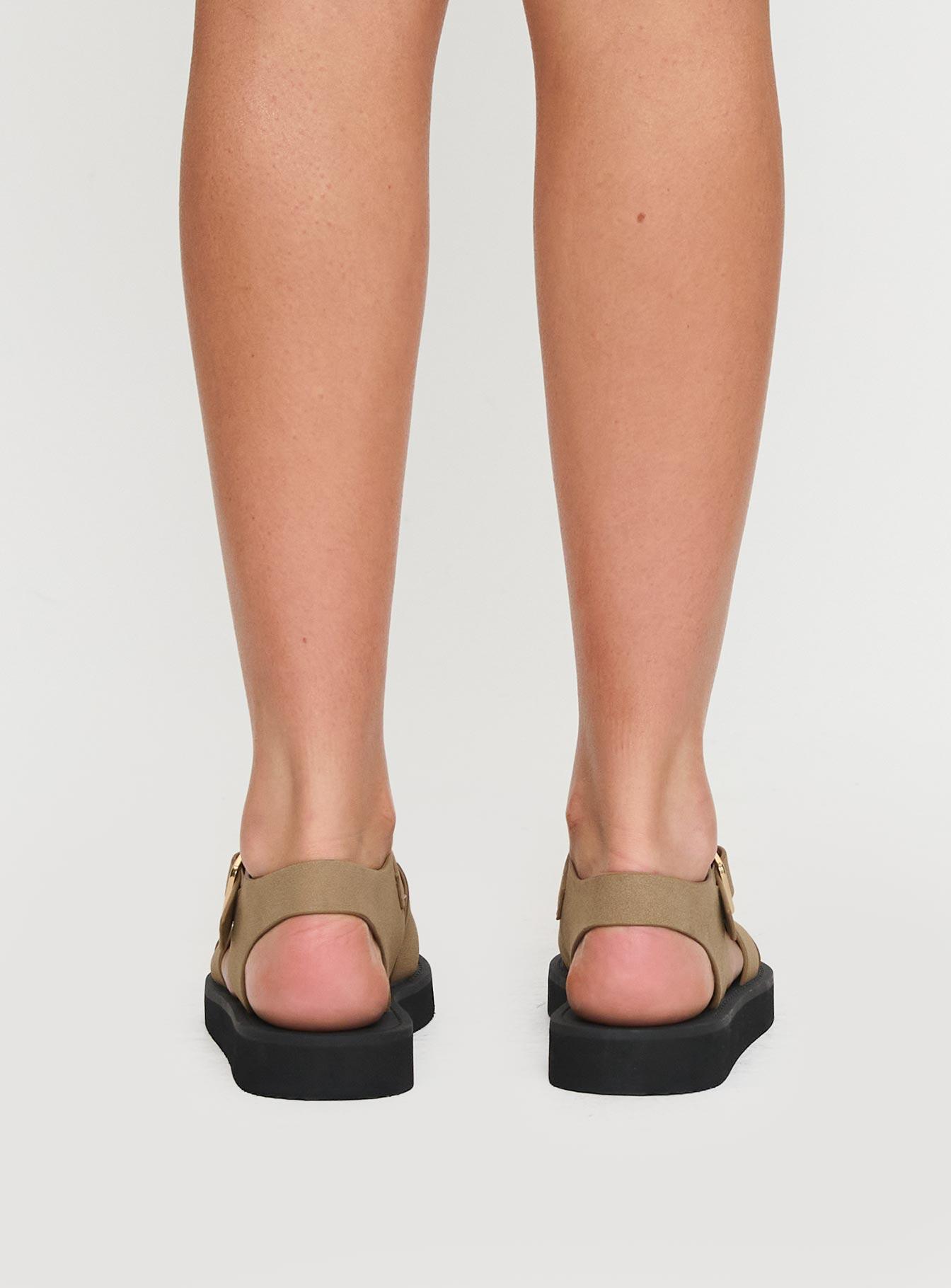 Enya Sandals Tan Faux Suede Product Image