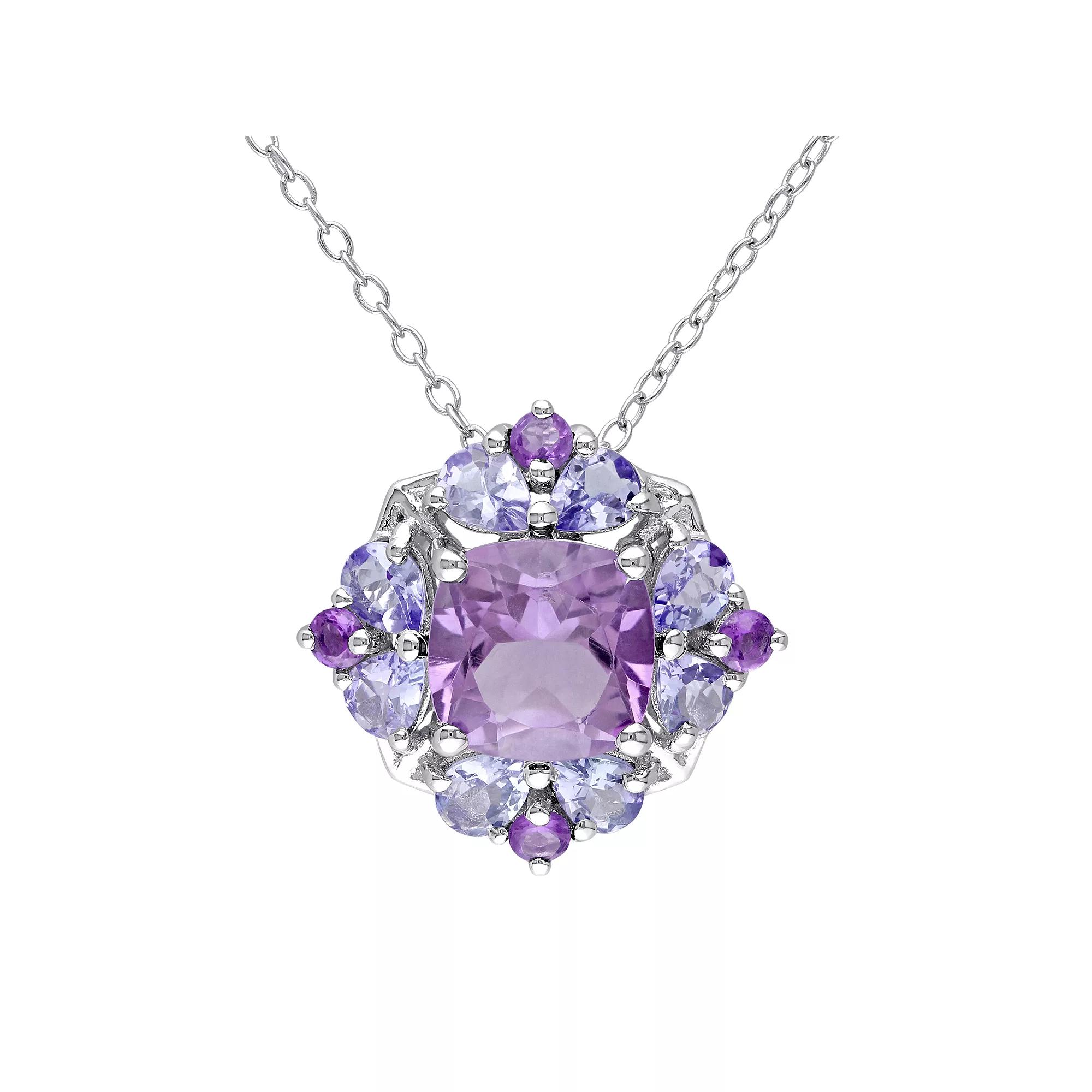 Stella Grace Amethyst & Tanzanite Sterling Silver Flower Pendant Necklace, Women's,  Product Image