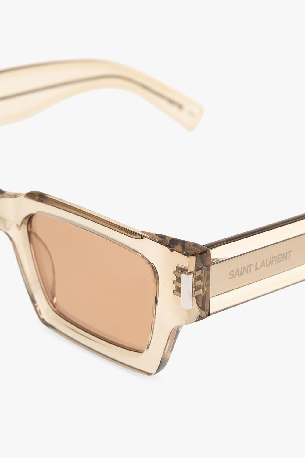 SAINT LAURENT Womens Yellow Ys000468 Rectangle-frame Acetate Sunglasses In Beige Product Image