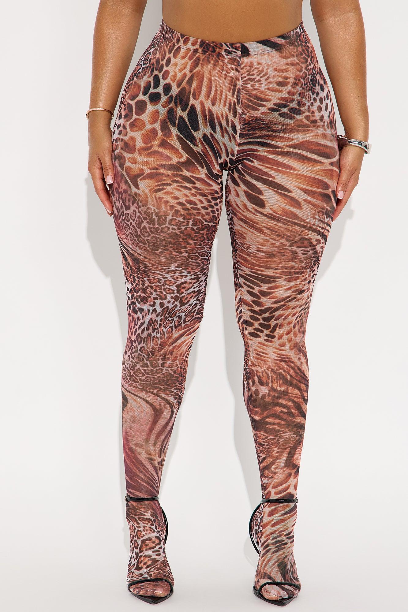 Fierce Attitude Leopard Mesh Footed Legging - Leopard Female Product Image