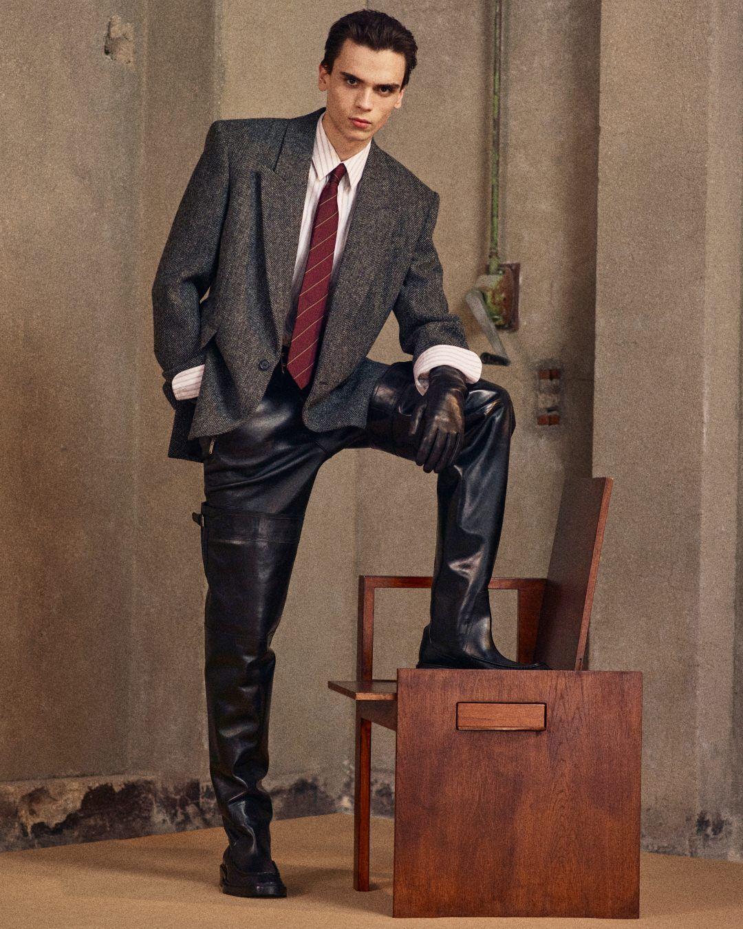 jacket in brushed herringbone wool Product Image