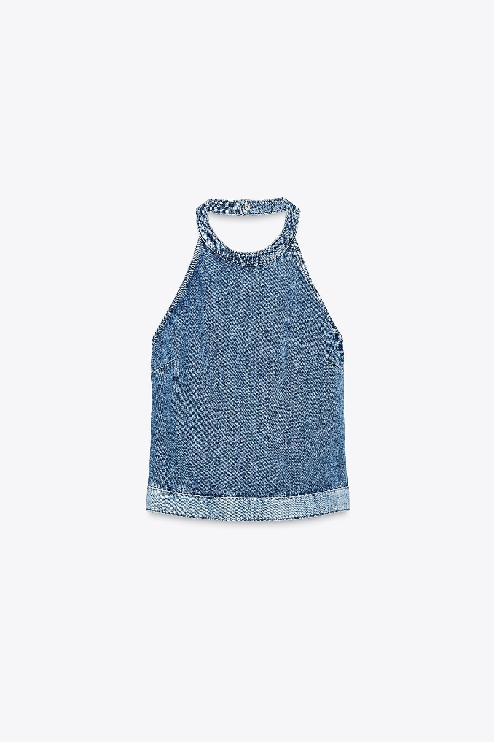 Z1975 COMBINED DENIM HALTER TOP Product Image