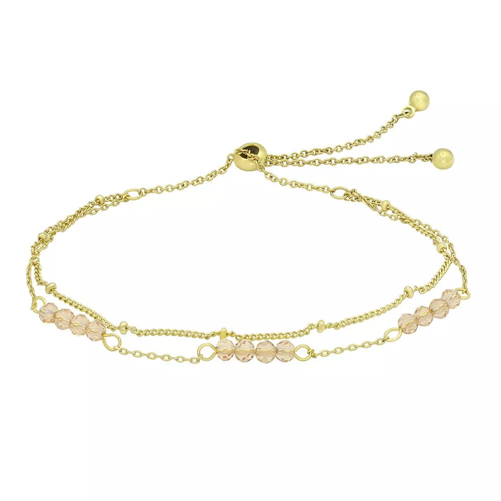 City Luxe Gold Tone Crystal Birthstone Double Strand Adjustable Bracelet, Womens November Gold Tone Product Image