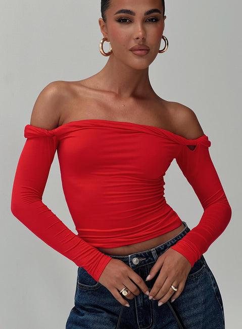 Dusky Long Sleeve Top Red Product Image