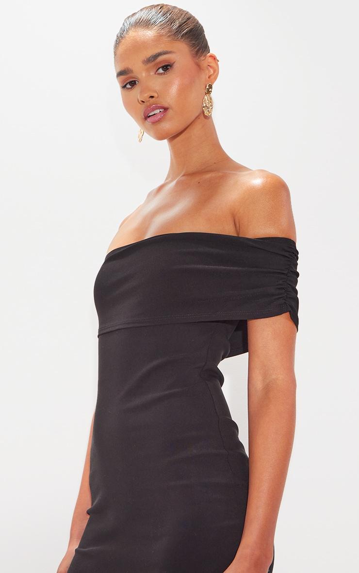 Black Stretch Shoulder One Sleeve Mini Dress Product Image