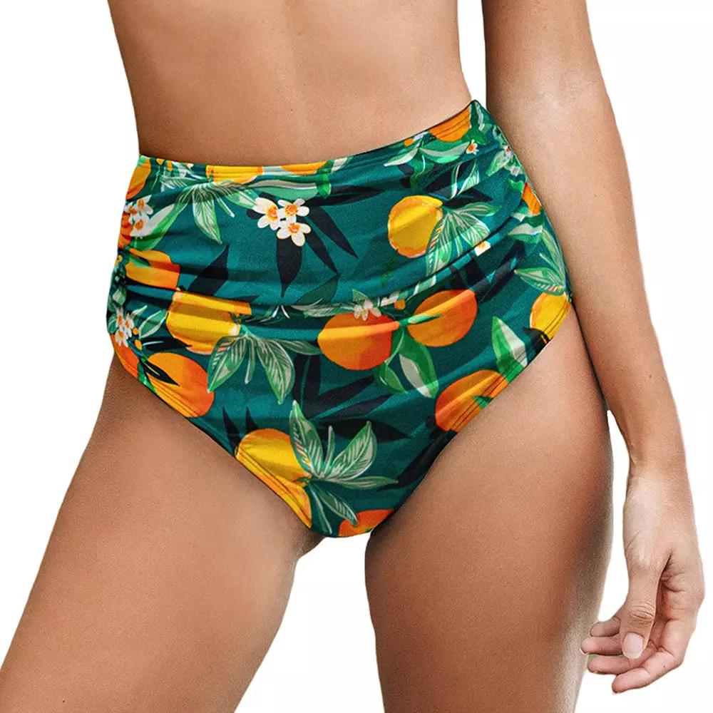 Women's Cupshe Shirred High Waist Bikini Bottoms,  Product Image