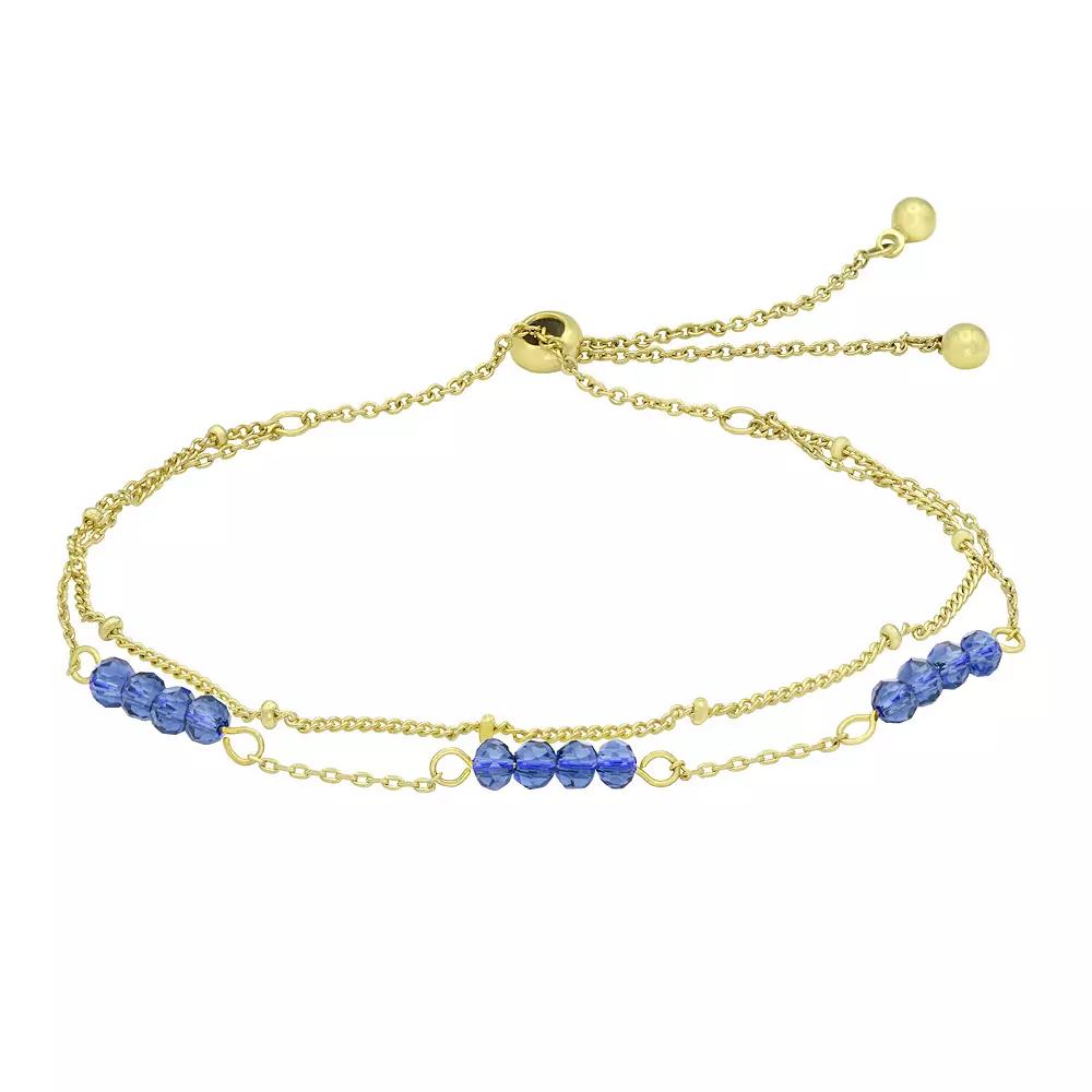 City Luxe Gold Tone Crystal Birthstone Double Strand Adjustable Bracelet, Women's, Size: 4-10" ADJ, September Gold Tone Product Image