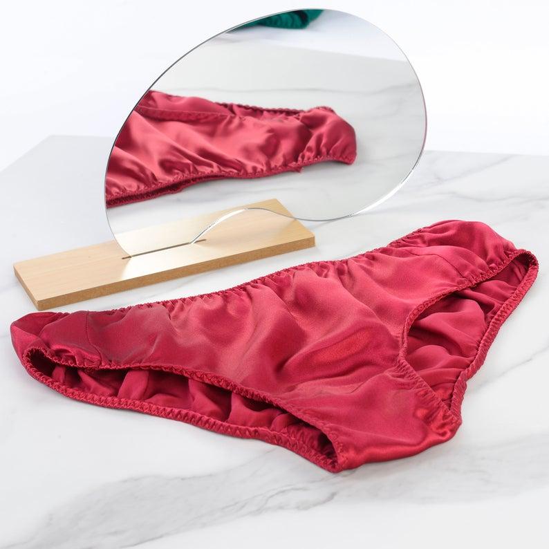 Ruby Pure Mulberry Silk Bikini Panties | Mid Waist | 22 Momme | Float Collection Product Image