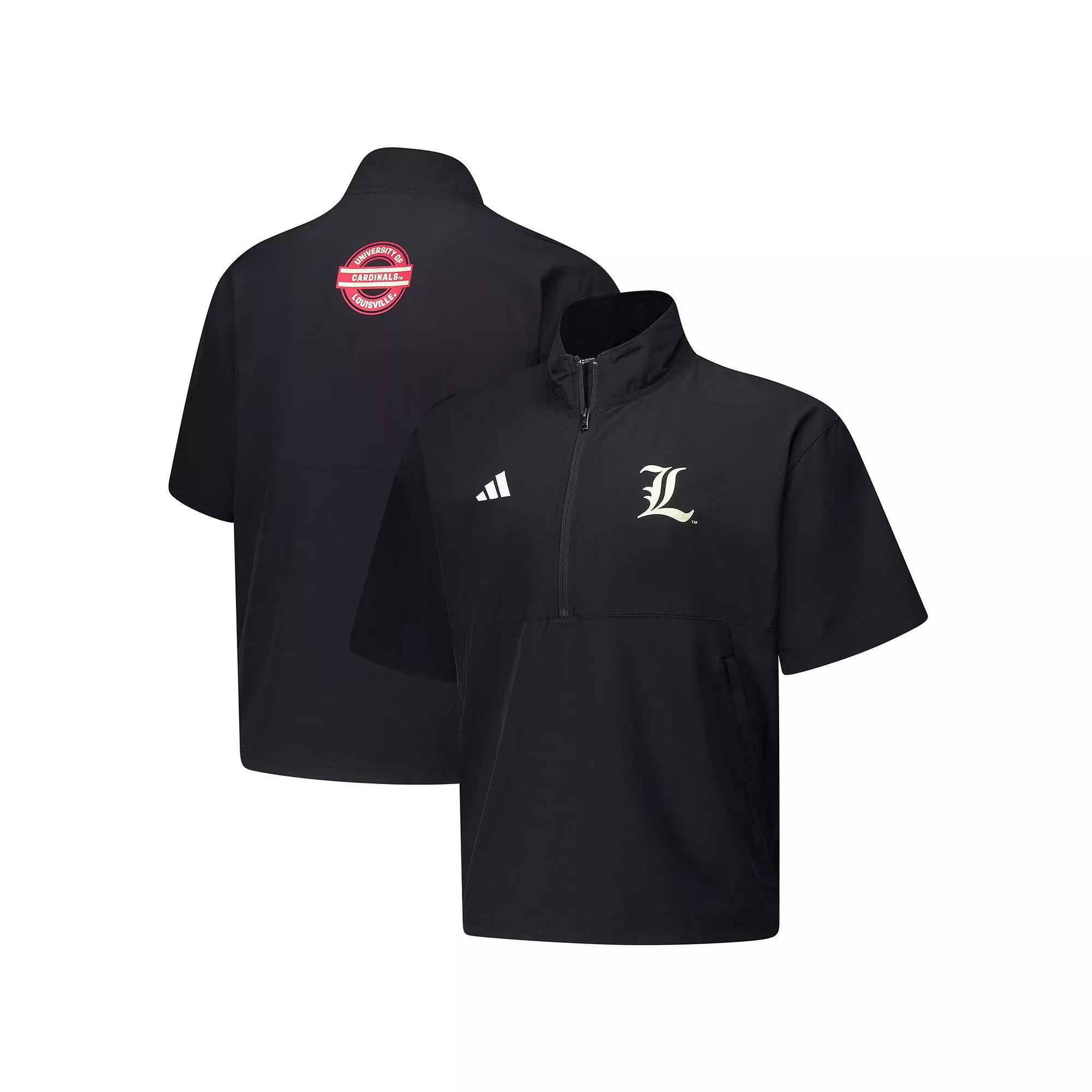 Men's adidas Black Louisville Cardinals 2024 Half-Zip Short Sleeve Training Jacket,  Product Image