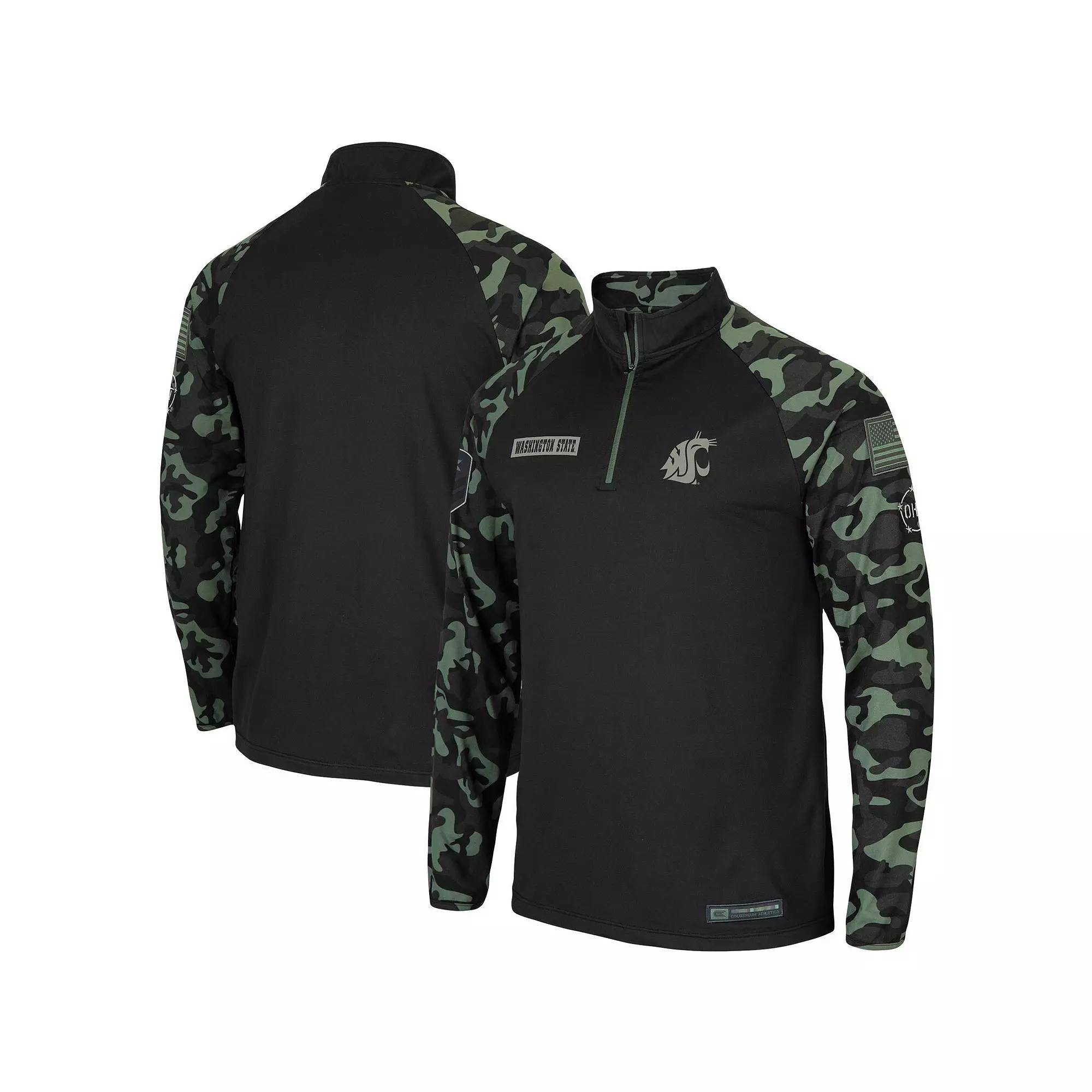 Men's Colosseum Black Maryland Terrapins OHT Military Appreciation Take Flight Raglan Quarter-Zip Jacket, Size: Large Product Image
