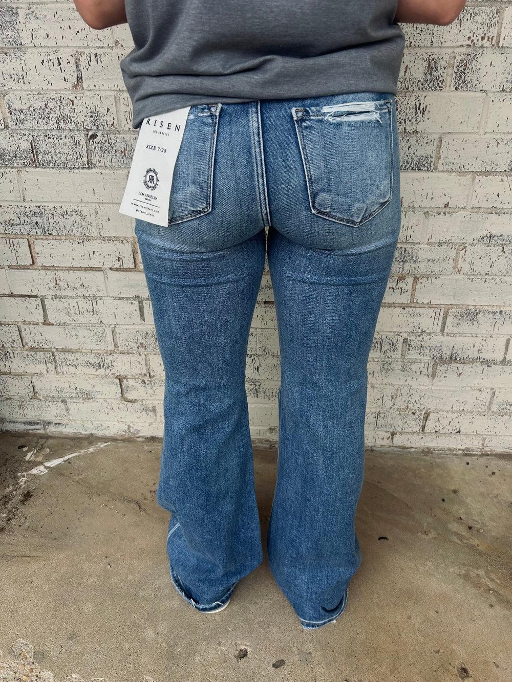Risen Tummy Control Mid Rise Flare Jeans Product Image