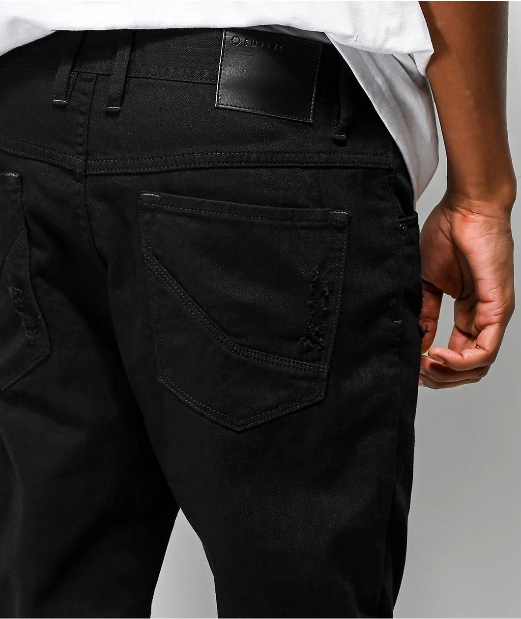 Empyre Verge Destroyed Black Tapered Skinny Jeans Product Image