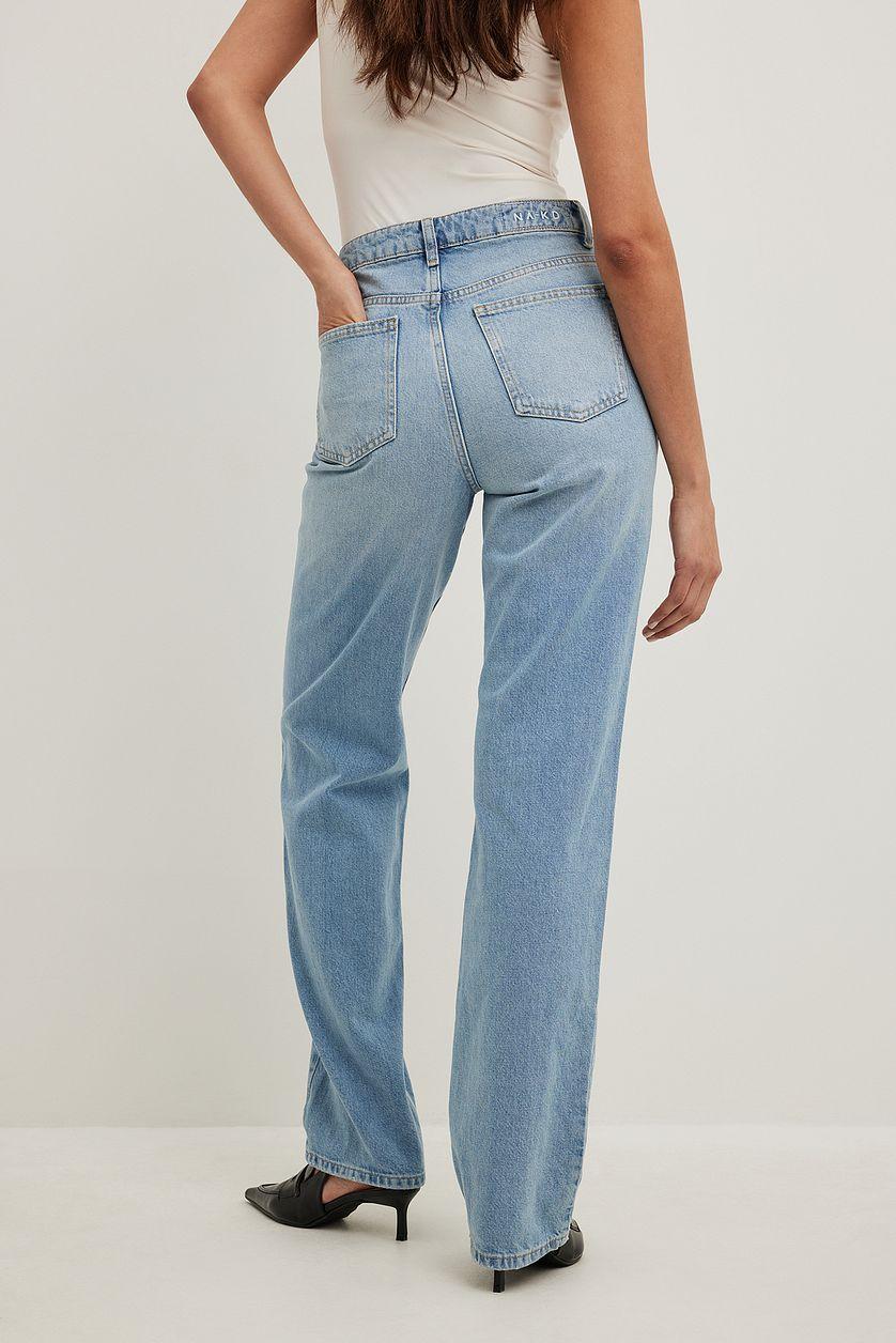 Straight High Waist Jeans Blue Product Image