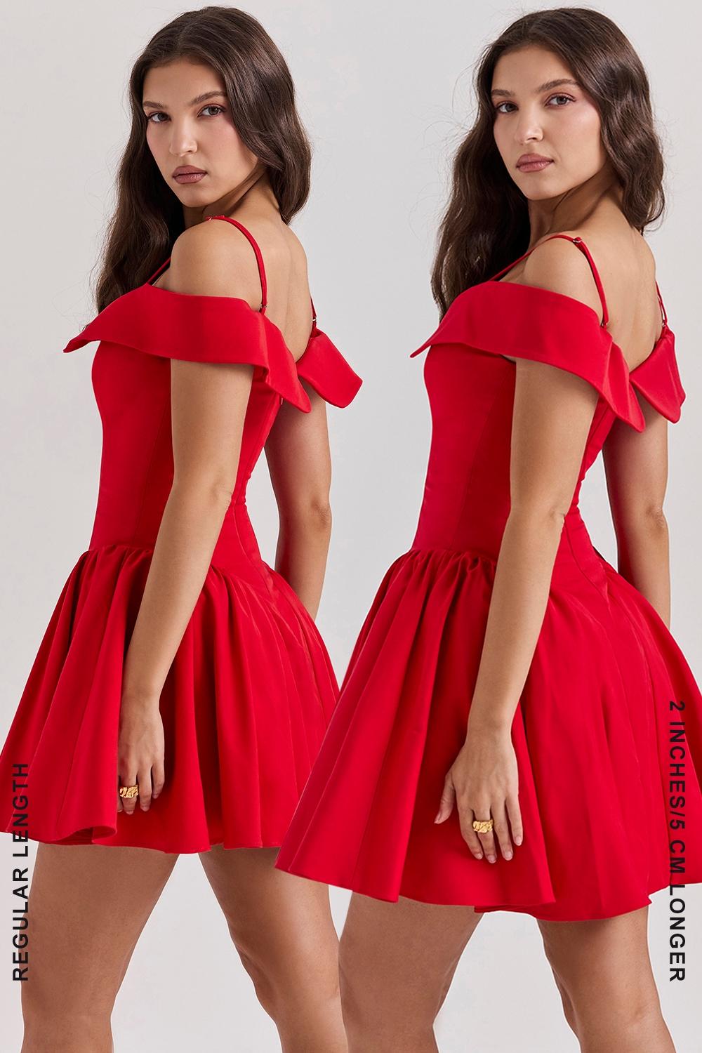 Elida  scarlet off shoulder mini dress Product Image