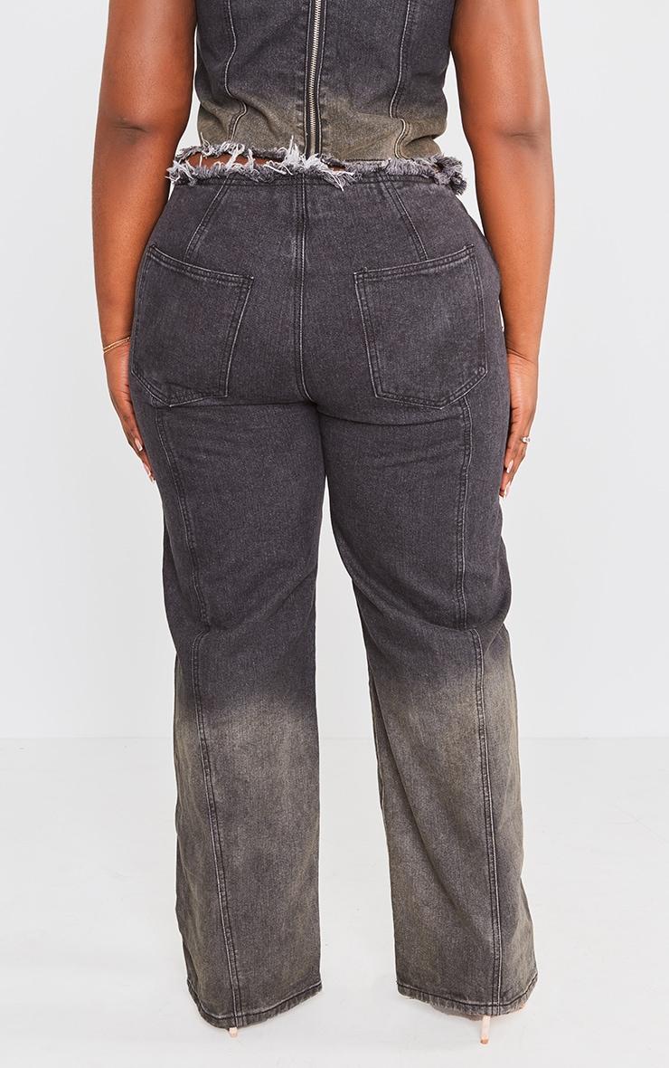 Plus Washed Black Zip Front Denim Jeans Product Image