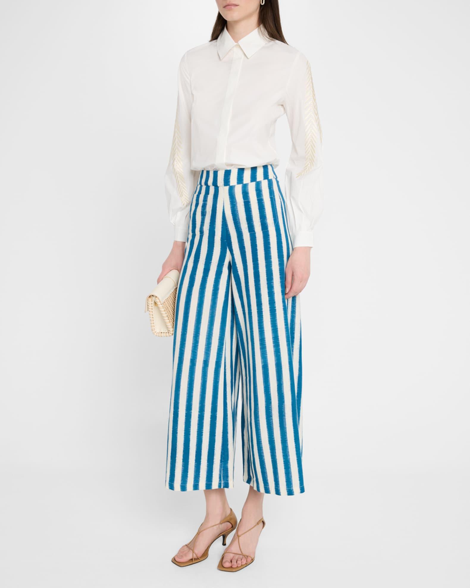 Adele Striped Wide-Leg Ankle Pants Product Image