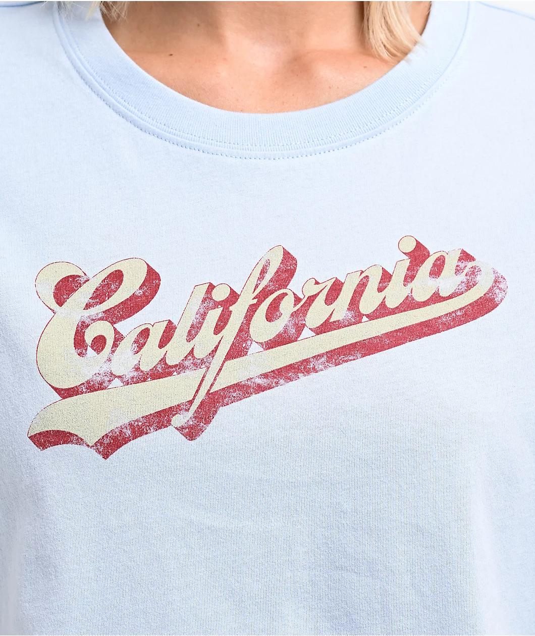 Freeworld Kallie California Blue Boxy Crop T-Shirt Product Image