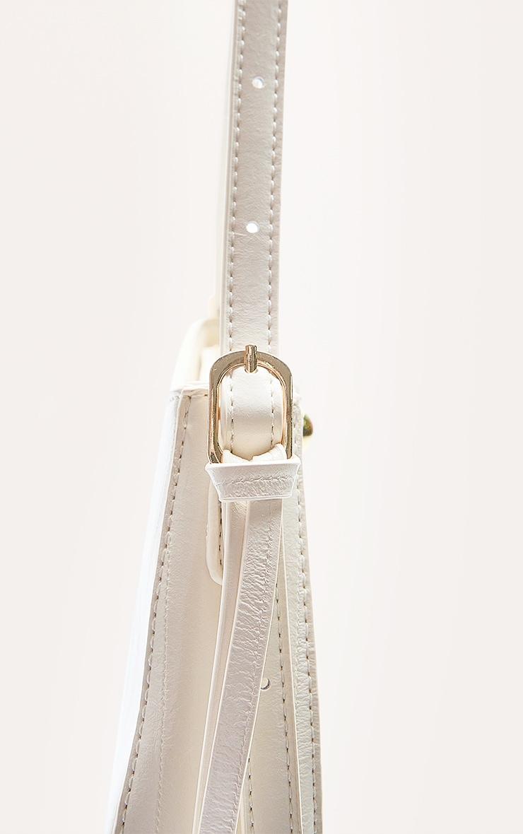 Cream Curved Beaded Shoulder Bag Product Image